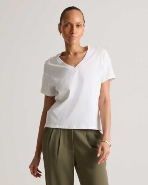 100% Cotton Boxy V-Neck Tee