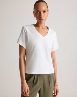100% Cotton Boxy V-Neck Tee