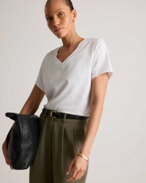 100% Cotton Boxy V-Neck Tee