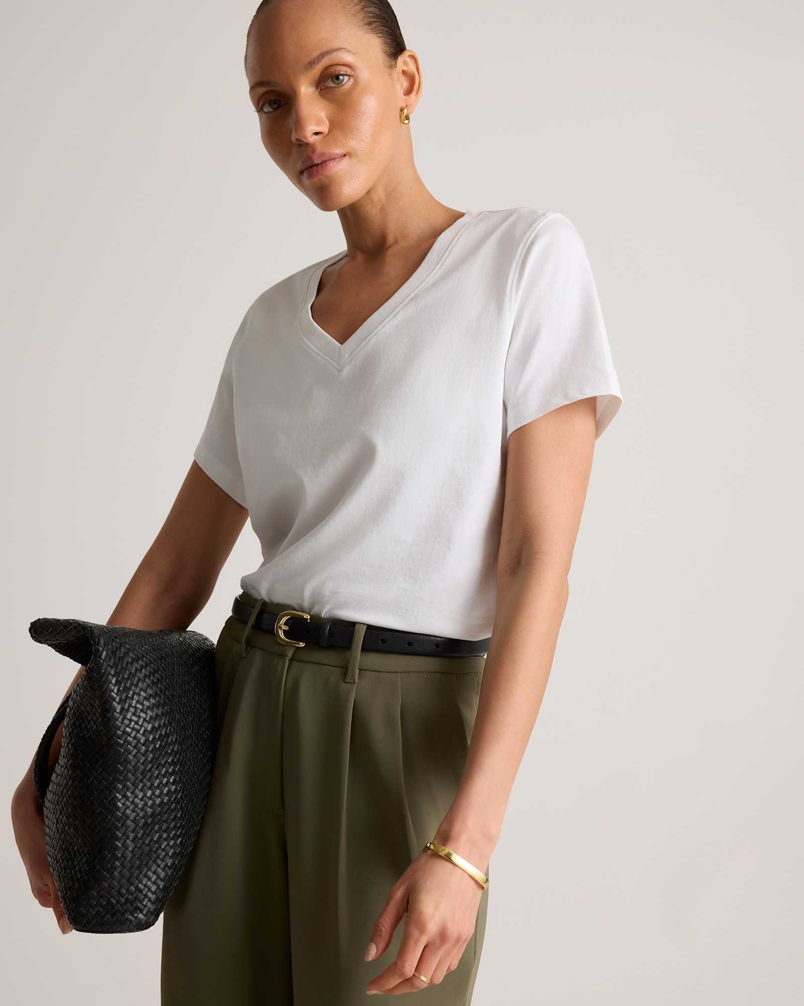 100% Cotton Boxy V-Neck Tee — Gallery image 100% Cotton Boxy V-Neck Tee