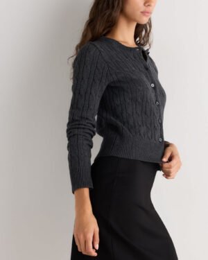 100% Cotton Cable Crew Cardigan