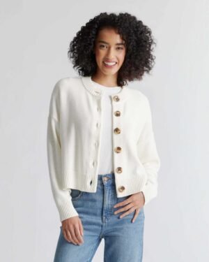 100% Cotton Cropped Cardigan