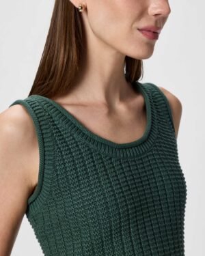 100% Cotton Waffle Cropped Sweater Tank — Petite