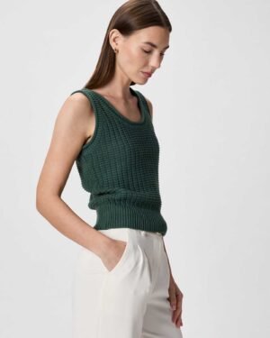 100% Cotton Waffle Cropped Sweater Tank — Petite
