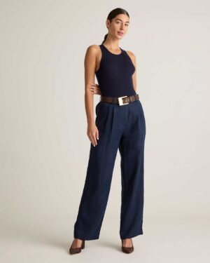 100% Linen Pleated Trouser — Petite