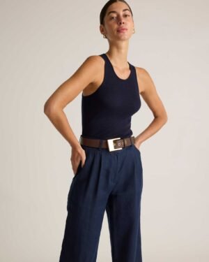 100% Linen Pleated Trouser — Petite