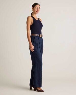 100% Linen Pleated Trouser — Petite