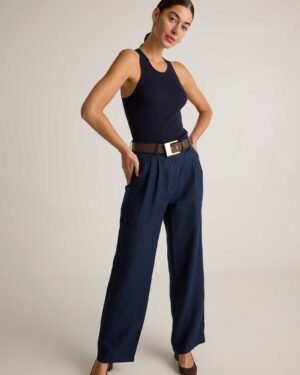 100% Linen Pleated Trouser — Petite