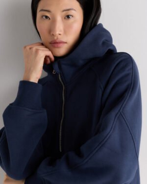 Brushed Fleece Cropped Half Zip Hoodie