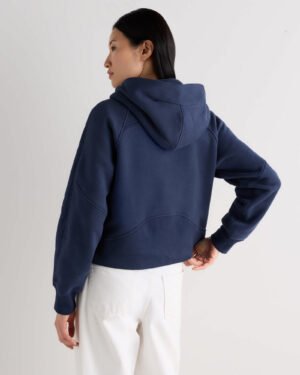 Brushed Fleece Cropped Half Zip Hoodie
