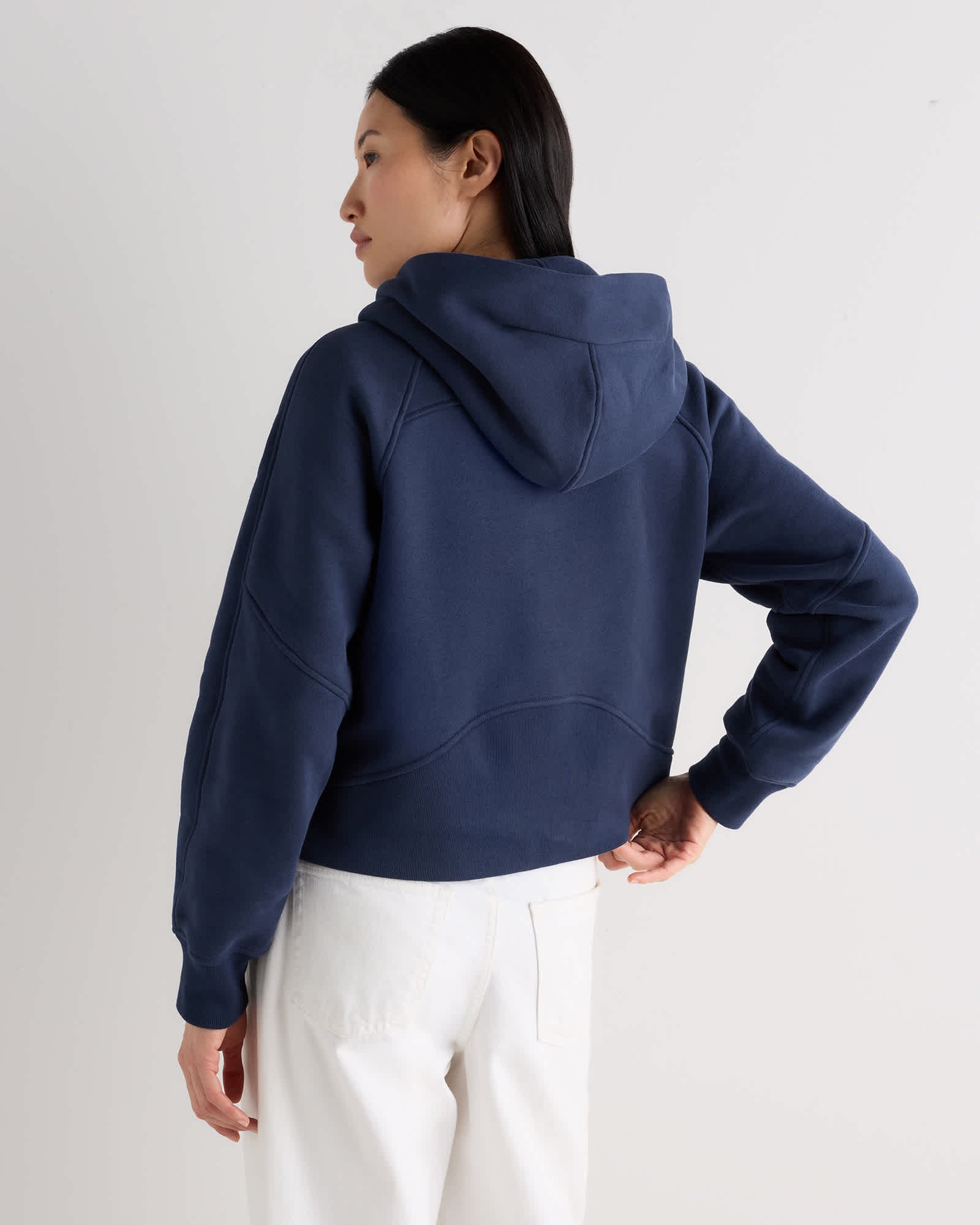 Brushed Fleece Cropped Half Zip Hoodie — Gallery image Brushed Fleece Cropped Half Zip Hoodie