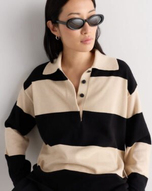 Cotton Cashmere Rugby Polo Sweater