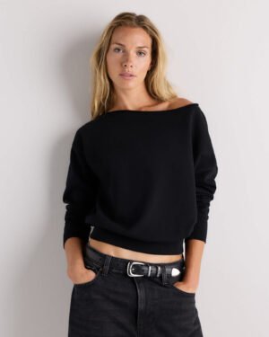 Cotton French Terry Off-Shoulder Sweatshirt