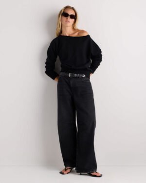 Cotton French Terry Off-Shoulder Sweatshirt