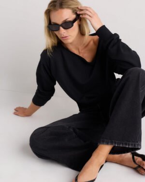 Cotton French Terry Off-Shoulder Sweatshirt