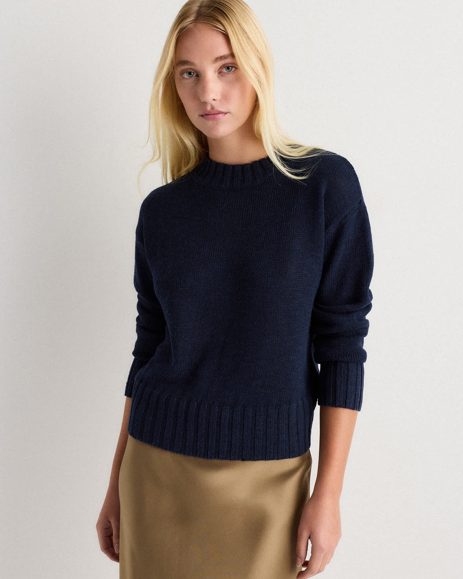 Cotton Linen Relaxed Crew Sweater — Primary image Cotton Linen Relaxed Crew Sweater