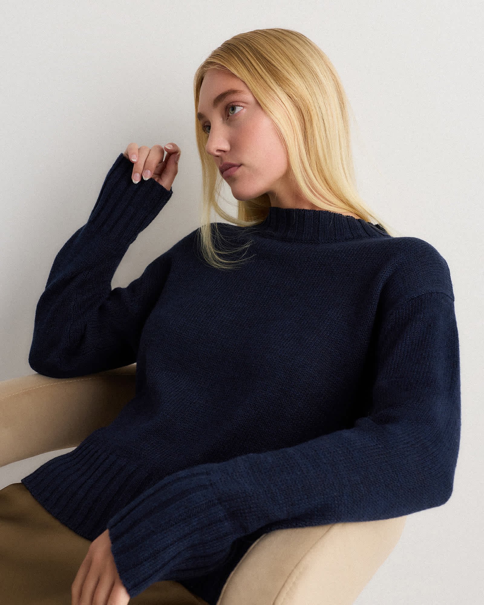 Cotton Linen Relaxed Crew Sweater — Gallery image Cotton Linen Relaxed Crew Sweater
