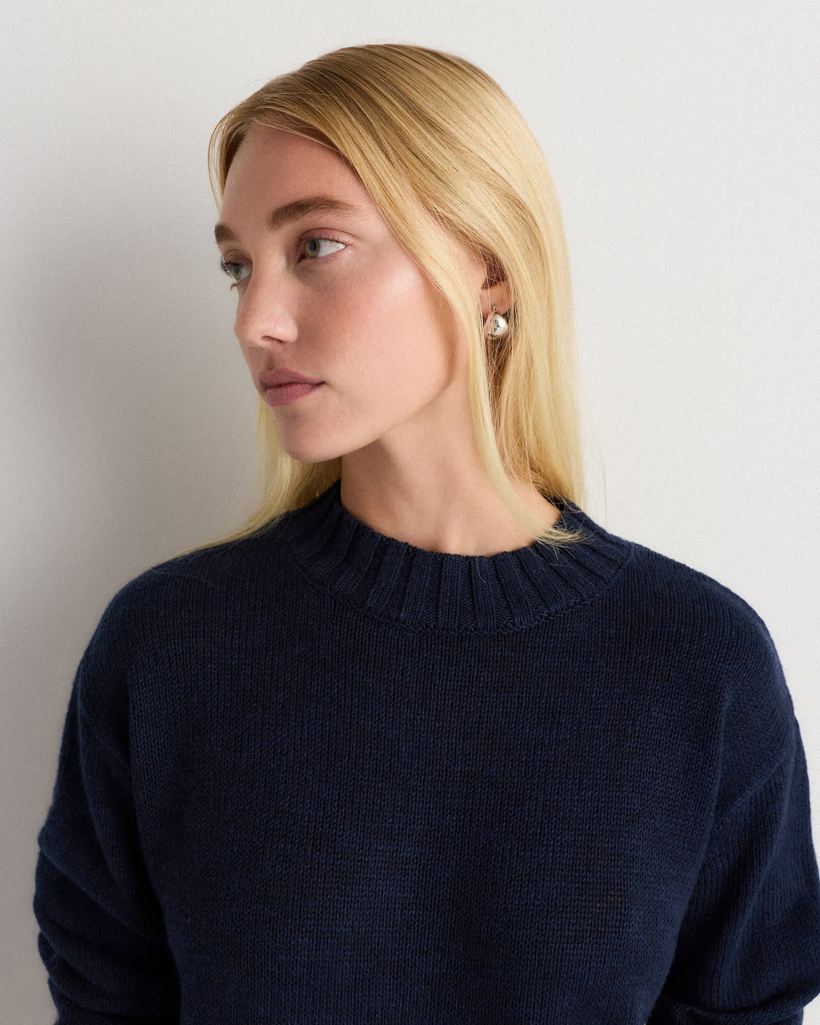 Cotton Linen Relaxed Crew Sweater — Gallery image Cotton Linen Relaxed Crew Sweater