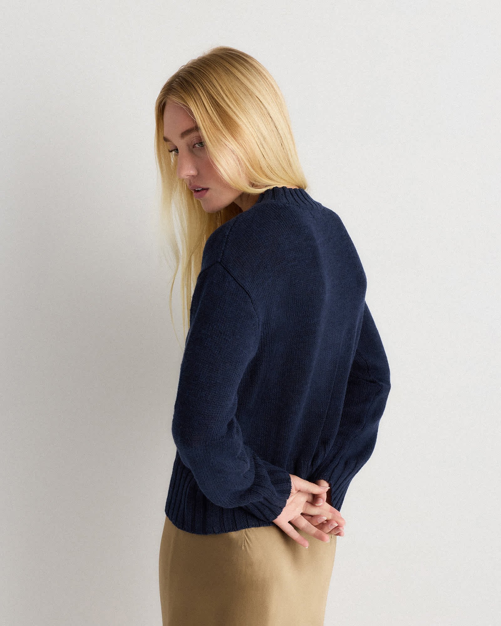 Cotton Linen Relaxed Crew Sweater — Gallery image Cotton Linen Relaxed Crew Sweater