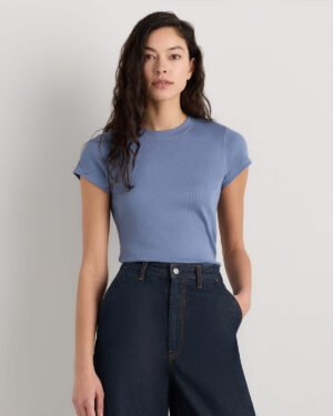 Cotton Micro-Rib Crewneck Tee