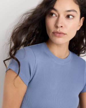 Cotton Micro-Rib Crewneck Tee