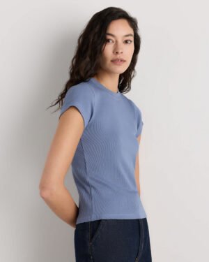 Cotton Micro-Rib Crewneck Tee