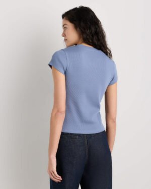 Cotton Micro-Rib Crewneck Tee