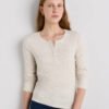 Cotton Micro-Rib Henley Long Sleeve Tee