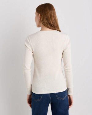 Cotton Micro-Rib Henley Long Sleeve Tee