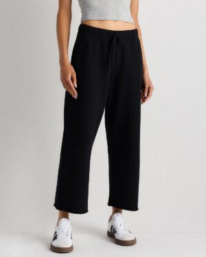 French Terry Cropped Wide Leg Pants