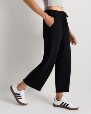 French Terry Cropped Wide Leg Pants