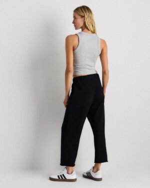 French Terry Cropped Wide Leg Pants