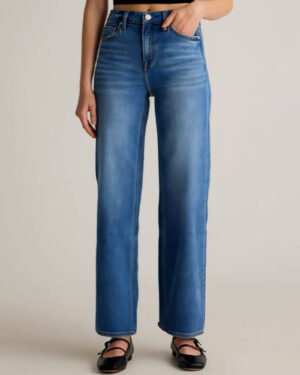High-Rise Stretch Relaxed Straight Jeans