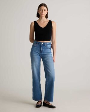 High-Rise Stretch Relaxed Straight Jeans