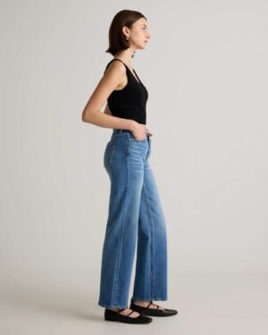 High-Rise Stretch Relaxed Straight Jeans
