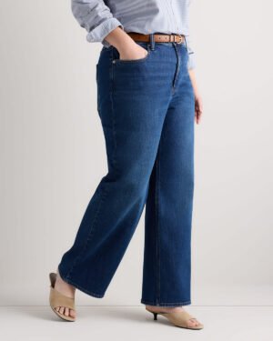 High-Rise Stretch Relaxed Straight Jeans — Plus Size
