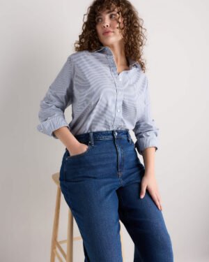 High-Rise Stretch Relaxed Straight Jeans — Plus Size
