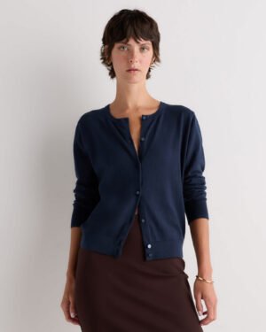 Lightweight Cotton Cashmere Crew Cardigan