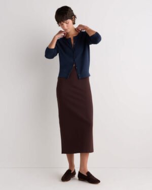 Lightweight Cotton Cashmere Crew Cardigan