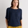 Lightweight Cotton Cashmere Link-Stitch Dolman Sweater