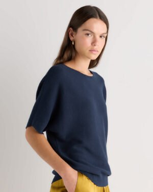 Lightweight Cotton Cashmere Link-Stitch Dolman Sweater