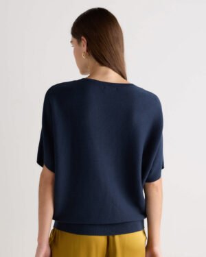 Lightweight Cotton Cashmere Link-Stitch Dolman Sweater