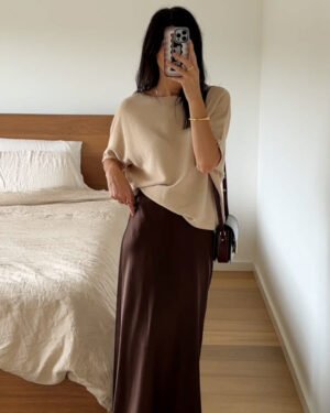 Lightweight Cotton Cashmere Link-Stitch Dolman Sweater