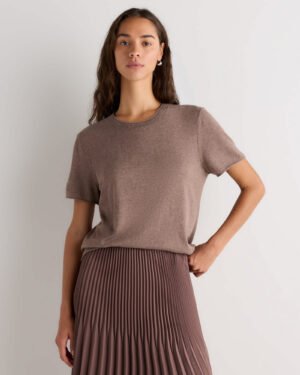 Lightweight Cotton Cashmere Relaxed Sweater Tee — Petite
