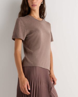 Lightweight Cotton Cashmere Relaxed Sweater Tee — Petite