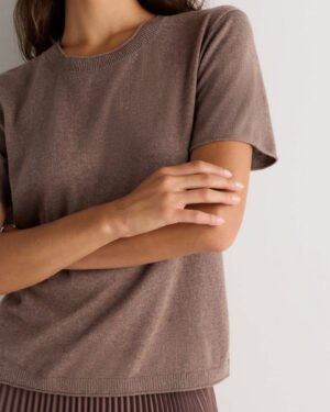 Lightweight Cotton Cashmere Relaxed Sweater Tee — Petite