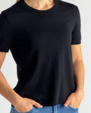 Lightweight Cotton Cashmere Relaxed Sweater Tee — Petite
