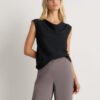 Matte Drape Cowl Neck Tank — Petite