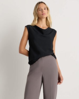 Matte Drape Cowl Neck Tank — Petite