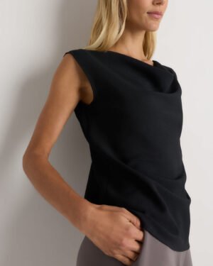 Matte Drape Cowl Neck Tank — Petite